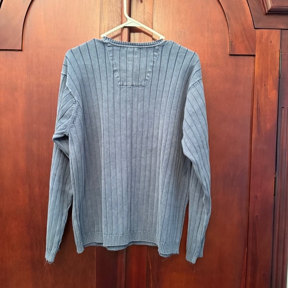 Izod Jeans Blue Ribbed Crewneck Sweater 100% Cotton Size Large - Picture 10 of 10